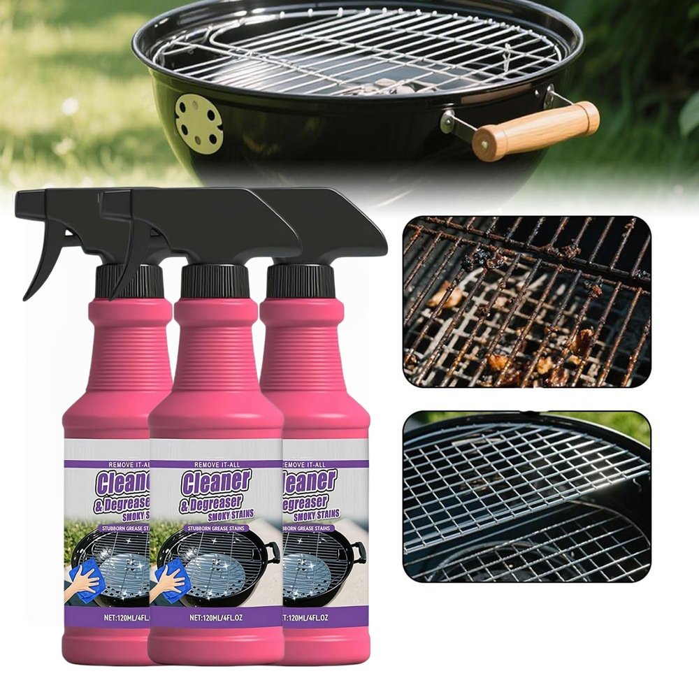 Fast-Acting Heavy-Duty Grill Degreaser Spray, 120 ML BBQ Heavy Duty Degreaser Grill Cleaner Spray,Grills Cleaner Spray For Outdoor Grills,Suitable for All Stubborn Oil Stains
