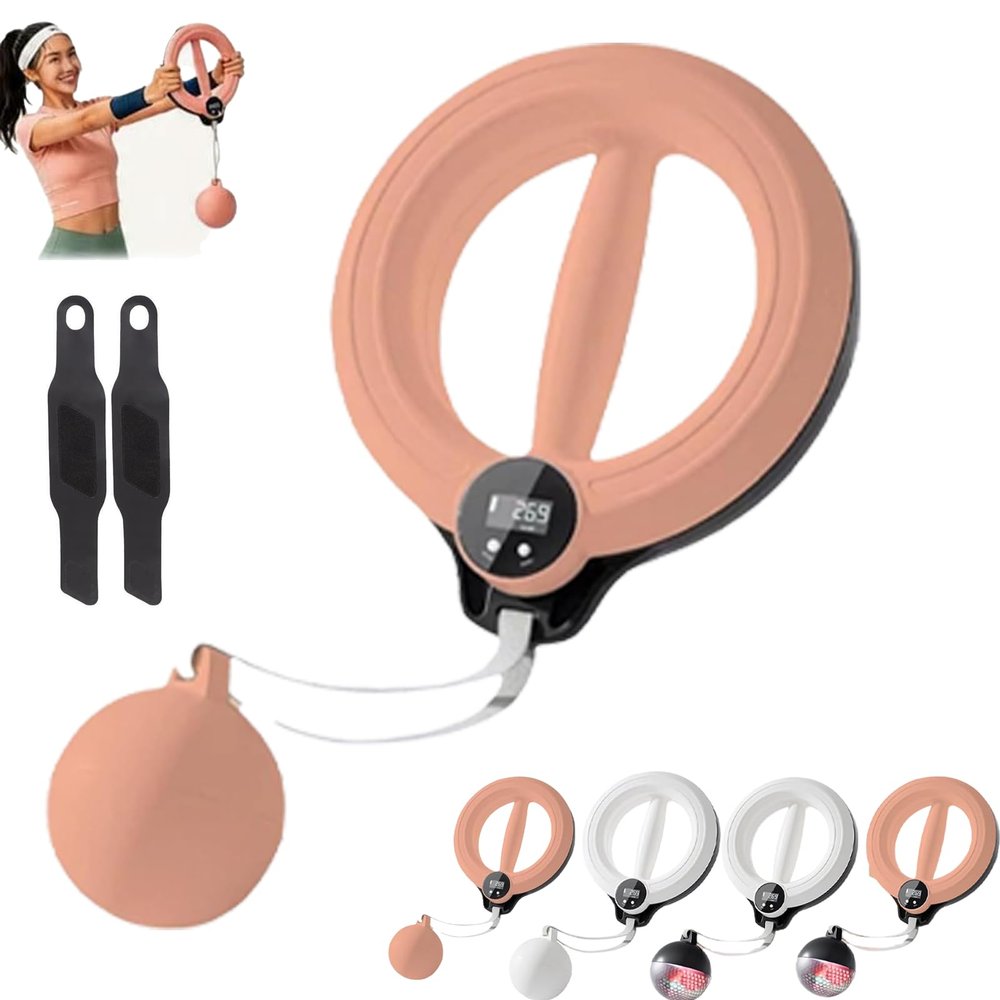 Arm Hoops for Exercise, Digital Arm Workout Hoop with Counter, 360 Hand Crank Forearm Trainer for Arm Shoulder Chest Wrist, Upper Body Toning Fitness Equipment for Women Men Home Gym (Pink-A)