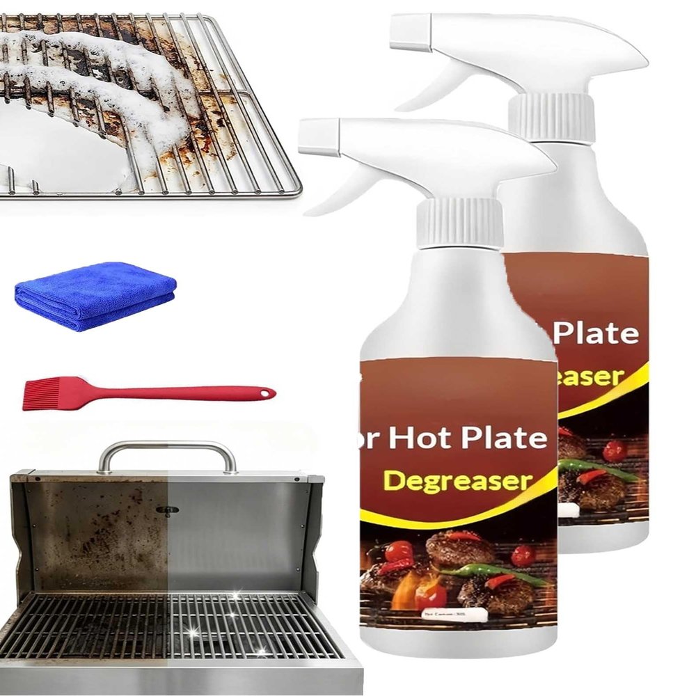 Fast-Acting Heavy-Duty Grill Degreaser Spray, 300ml BBQ Grill Cleaner, Professional Strength BBQ Cleaner & Degreaser For Grates, Ovens & Smoker Racks, Powerful Grease & Burnt-On Carbon Remover (2)
