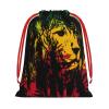 CLNXMT Rasta Lion Pattern Plush Gift Bags With Drawstring Reusable Gift Wrap For Festival,Wedding,Valentines Day view 1