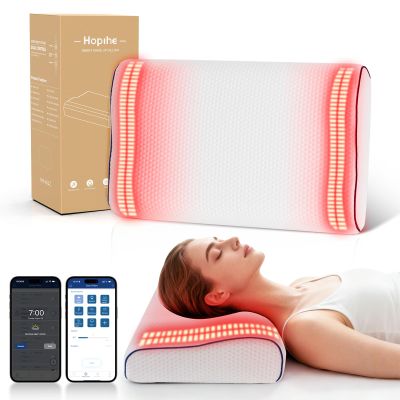 Hopihe Smart Sunrise Alarm Clock Pillow Sound Machine for Sleep with Bluetooth Speaker & Sunset Simulation, Cervical Pillows with White Noise Machine,Wake-Up Light for Sleep Bedroom Home Decor