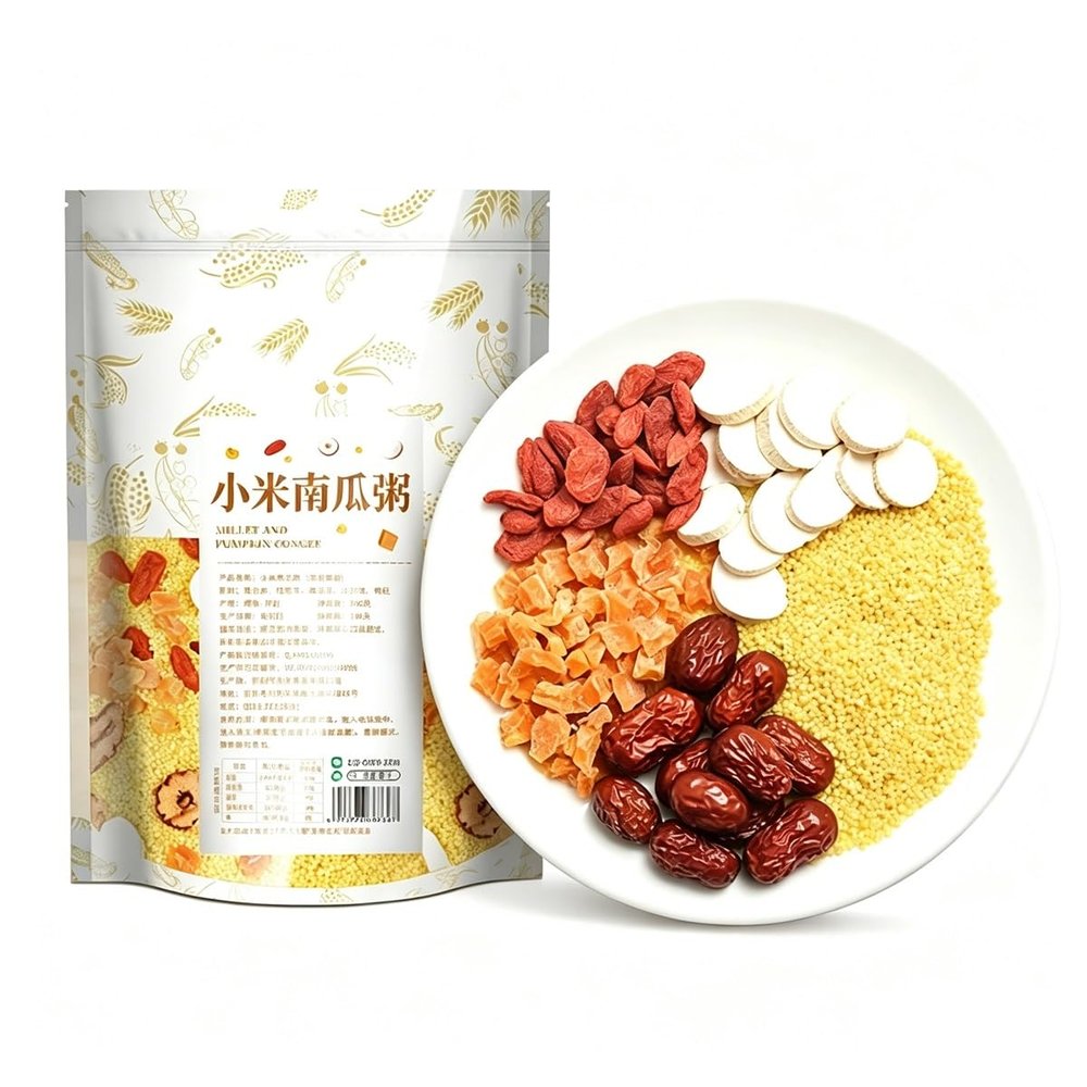 500g Millet Pumpkin Whole Grain Blend, Soft Chewy Sweet Flavor, Dual Cooking Methods For Rice Cooker & Blender, Versatile Daily Breakfast Ingredient