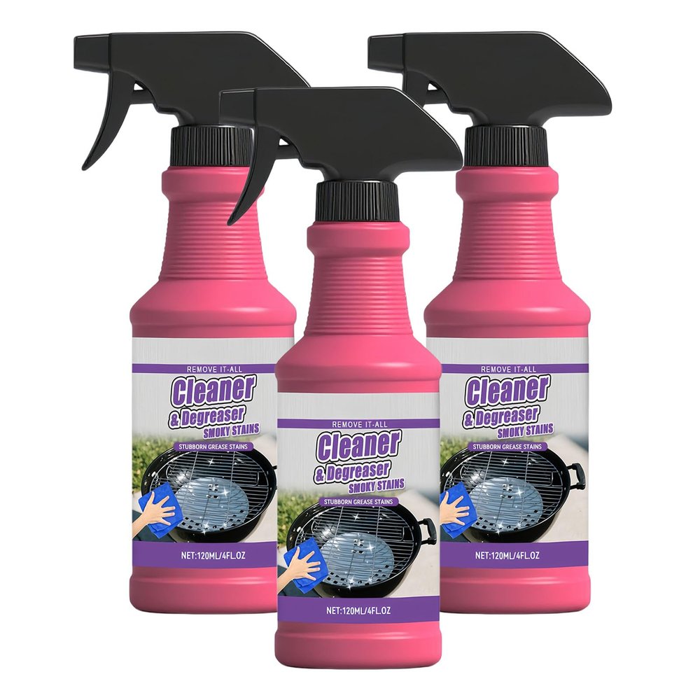Tyozyw Fast-Acting Heavy-Duty Grill Degreaser Spray, BBQ Grill Cleaner Spray for Outdoor Grills, Effortless Cleaning for Burnt Food & Grease (3pcs)