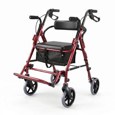 2-in-1 Rollator Walker for Seniors with Seat for All-Terrain Transport Use