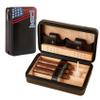 3Dhologramfan Cigar Case Travel Humidor Kit,The Leather Cigar Accessories with Cutter, Ashtray & Case Cedar-Lined for Optimal Freshness- Men's Gift Set for Home and Office (4 Pack Embroidery Black) view 1