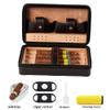 3Dhologramfan Cigar Case Travel Humidor Kit,The Leather Cigar Accessories with Cutter, Ashtray & Case Cedar-Lined for Optimal Freshness- Men's Gift Set for Home and Office (4 Pack Embroidery Black) view 3