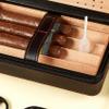 3Dhologramfan Cigar Case Travel Humidor Kit,The Leather Cigar Accessories with Cutter, Ashtray & Case Cedar-Lined for Optimal Freshness- Men's Gift Set for Home and Office (4 Pack Embroidery Black) view 4