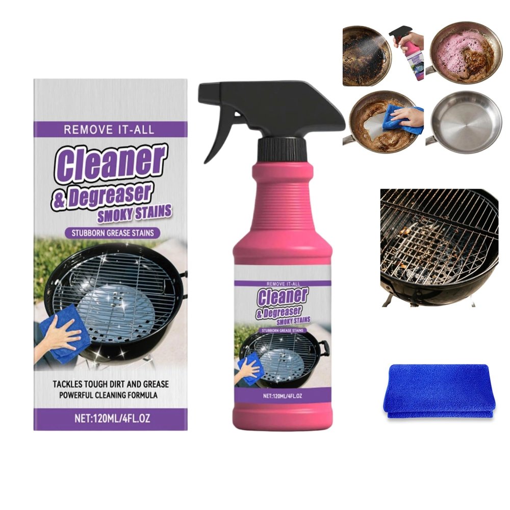Acting Heavy-Duty Outdoor Grill Degreaser Spray, Heavy Duty for Burnt Food, BBQ Grill Cleaner -Grease Kitchen Cleaner for Stubborn Splatters, Stove Top, Grill, Drip Pans (1pc)