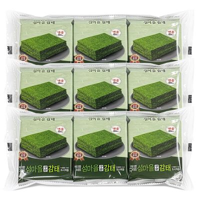 SUMMAUL Premium Roasted Gamtae Seaweed, Rich in Calcium Superfood, Wild Harvested Traditional Korean Gourmet Snack, 9 Pack