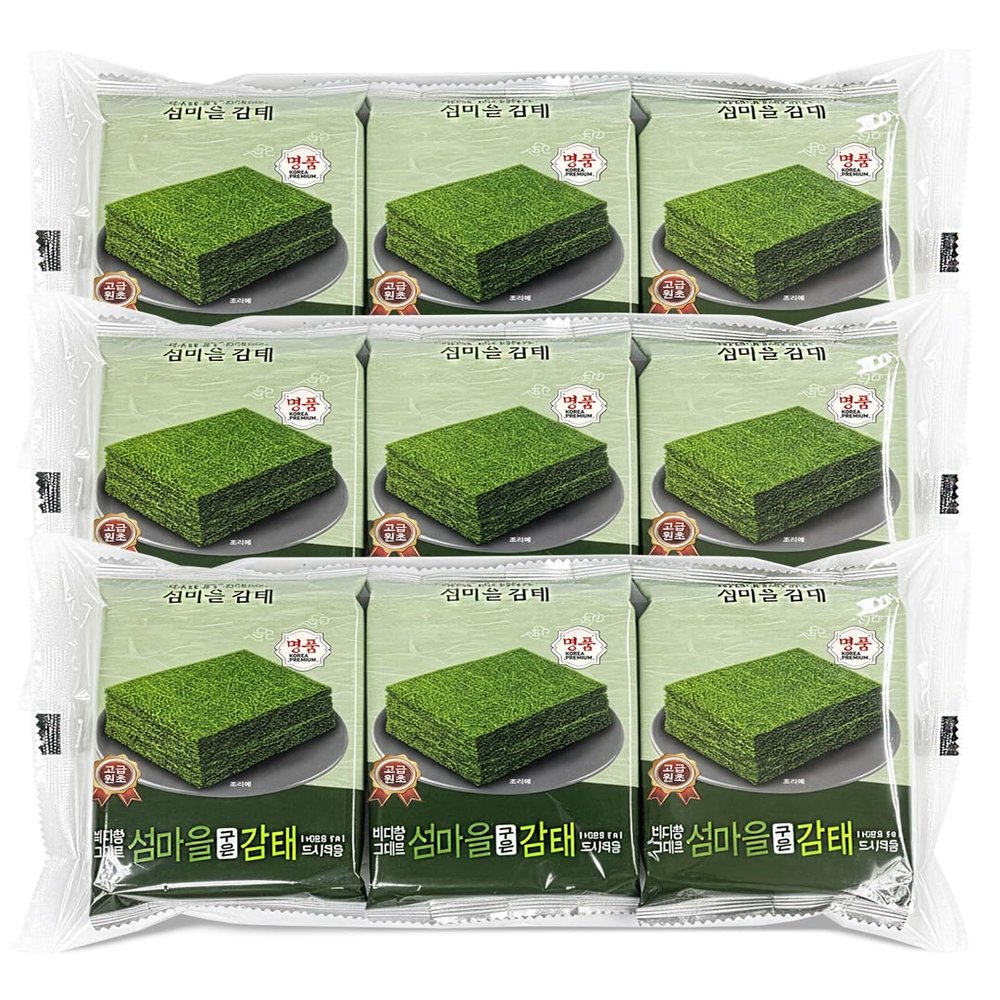 SUMMAUL Premium Roasted Gamtae Seaweed, Rich in Calcium Superfood, Wild Harvested Traditional Korean Gourmet Snack, 9 Pack
