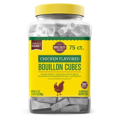 Chicken Flavor Bouillon Cubes, 75 Count Makes 150 Cups of Broth, Individually Wrapped, Rich Savory Seasoning for Soups, Rice & Sauces, Easy Dissolve, Pantry Staple