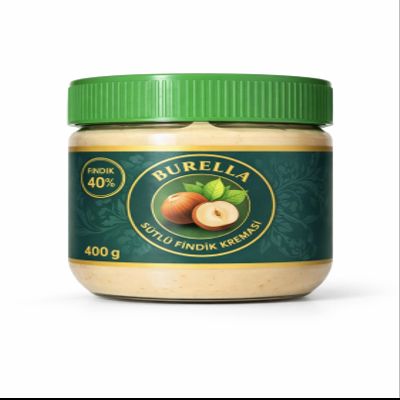 BURELLA Hazelnut Spread 400g 40% Turkish Hazelnuts, Creamy Milk Hazelnut Butter, Premium Giresun Hazelnuts