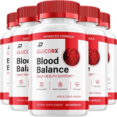 Glucorx Bloodbalance Advanced Formula Pills, Gluco-rx All Natural Supplements Reviews for Health Support - 5 Pack - 300 Capsules