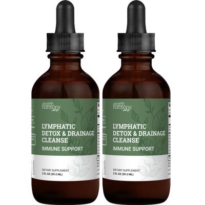 Earth Harmony Naturals Drops, Lymph Detox - Supplement with Soursop, Cat's Claw Bark, Astragalus, Wormwood, Lymph Node Detox, Lymphatic Support Cleanse- 2oz (2 Pack)