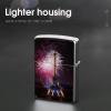 Custom Eiffel Tower Fireworks Lighter Case Personalized Metal Lighter Cover Holder Reusable Shockproof Protective Lighters Without Insert Gift for Men Women Dad Husband view 4