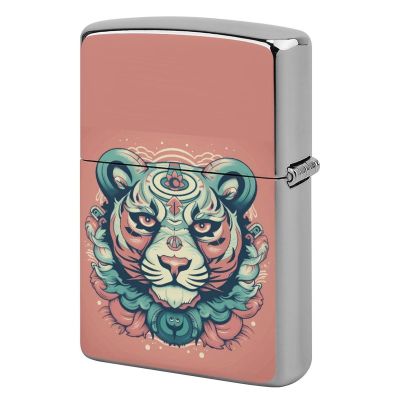 Custom Tiger Pattern Lighter Case Personalized Metal Lighter Cover Holder Reusable Shockproof Protective Lighters Without Insert Gift for Men Women Dad Husband
