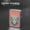 Custom Tiger Pattern Lighter Case Personalized Metal Lighter Cover Holder Reusable Shockproof Protective Lighters Without Insert Gift for Men Women Dad Husband view 4