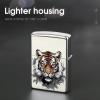Custom Black and White Tiger Lighter Case Personalized Metal Lighter Cover Holder Reusable Shockproof Protective Lighters Without Insert Gift for Men Women Dad Husband view 4