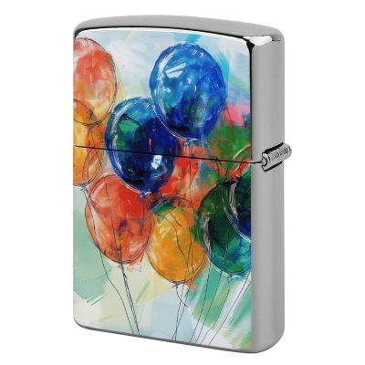 Custom Colorful Balloon Painting Lighter Case Personalized Metal Lighter Cover Holder Reusable Shockproof Protective Lighters Without Insert Gift for Men Women Dad Husband