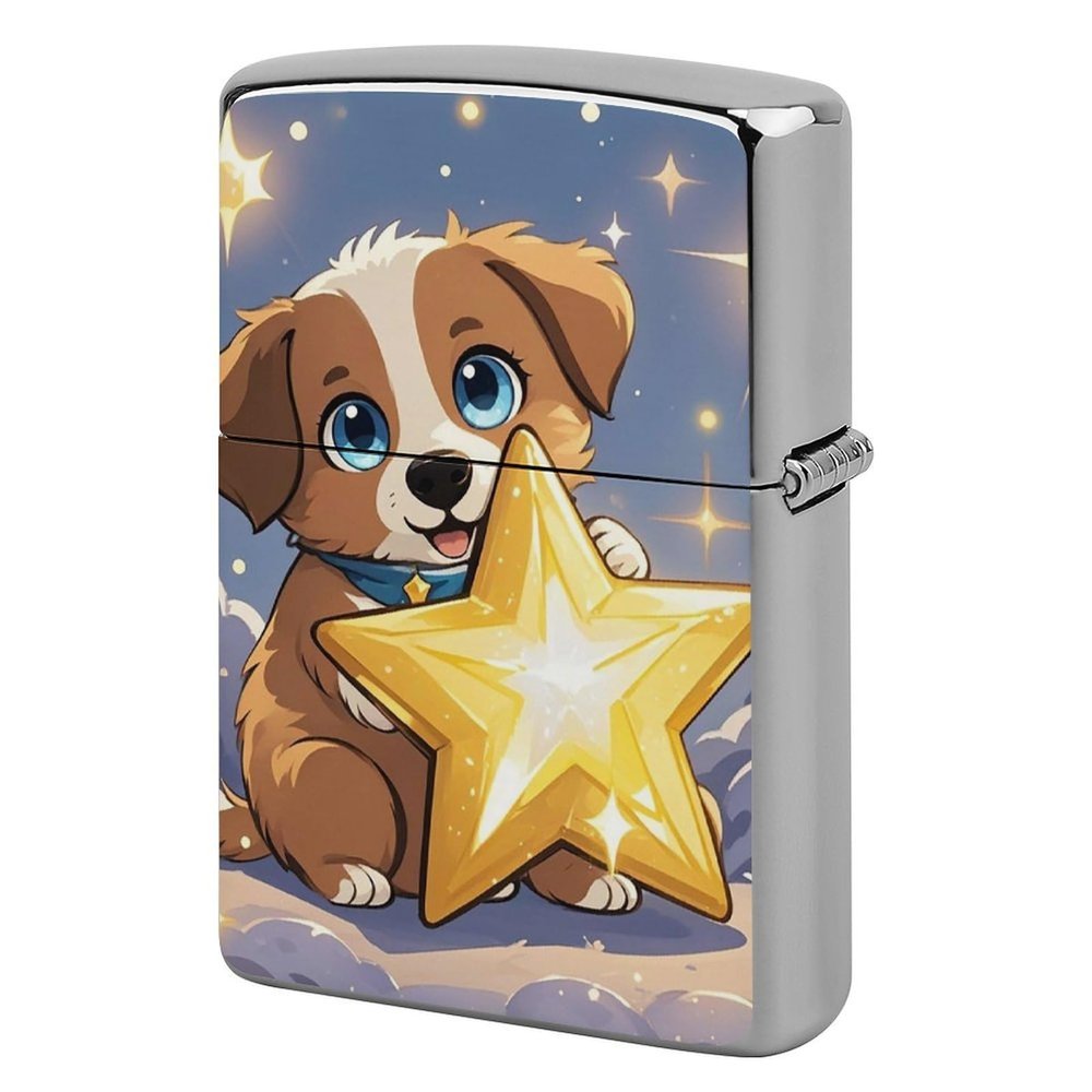 Custom Happy Little Dog Lighter Case Personalized Metal Lighter Cover Holder Reusable Shockproof Protective Lighters Without Insert Gift for Men Women Dad Husband