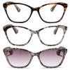 2SeeLife 3-Pack Large Cat Eye Reading Glasses for Women - Medium-Wide Faces,Durable Frame,Spring Hinges, Oversized Cateye Readers, Tortoise, Rose-blue Tortoise, Sun Readers - Rose-blue Tortoise, +1.00 view 1