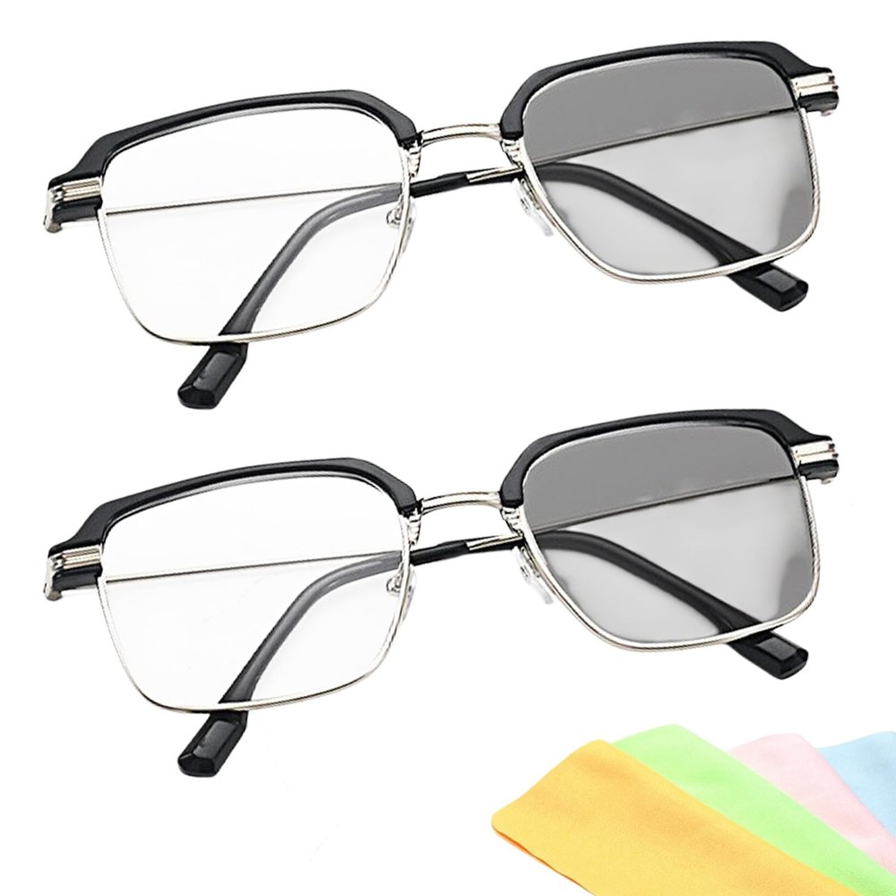 2026 New Automatic Color Changing Reading Glasses For WomenMen,Smart Autofocus Glasses For Near And Far (2pcs silver, 1.5)