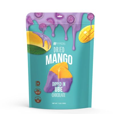 Life Plus Style Gourmet Hashtag Munch Dried Mango Dipped in Ube Chocolate Snacks Premium Tropical Mango Fruit covered with Sweet Ube Chocolate NON GMO 7oz Resealable Bag Snack Treat
