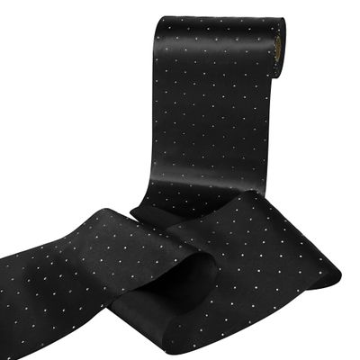 LEEQE Black Satin Ribbon with Rhinestone 6" x 25 Yards Shiny Heat Transfer Decorative Ribbon for Gift Wrapping Party Decoration Bouquets Hair Bows