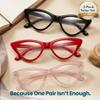 2SeeLife 3-Pack Premium Cat Eye TR-90 Reading Glasses for Women NarrowMedium Fit, Sturdy Frame, Spring Hinges, Stylish Readers, Black, Red, Clear Pink, +1.00 view 2