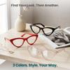 2SeeLife 3-Pack Premium Cat Eye TR-90 Reading Glasses for Women NarrowMedium Fit, Sturdy Frame, Spring Hinges, Stylish Readers, Black, Red, Clear Pink, +1.00 view 4