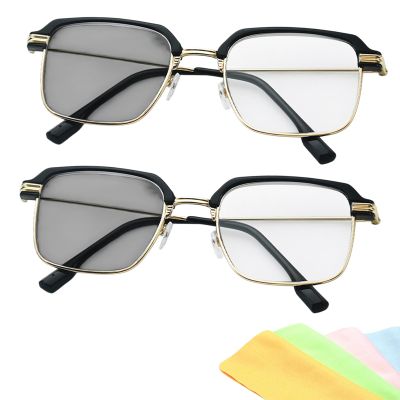 2026 New Automatic Color Changing Reading Glasses For WomenMen,Smart Autofocus Glasses For Near And Far (2pcs gold, 2.0)