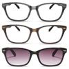 2SeeLife 3-Pack Wood Tone TR-90 Reading Glasses for Men Medium-Wide Fit, Durable & Sturdy Frame, Spring Hinges, Premium Readers, Gray, Brown, Sun Readers - Gray, +2.00 view 1