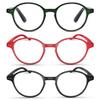 2SeeLife 3-Pack Small Round Reading Glasses for Men & Women Narrow-Medium Fit, Sturdy Frame, Spring Hinges, Premium Retro Readers, Green, Red, Black, +1.00 view 1