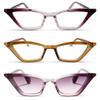 2SeeLife 3-Pack Premium Cat Eye Reading Glasses for Women Narrow-Medium Fit, Sturdy Frame, Spring Hinges, Stylish Funky Readers, Purple, Amber Green, Sun Readers - Purple, +1.00 view 1