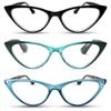2SeeLife 3-Pack Small Cat Eye Reading Glasses for Women Narrow-Medium Fit, Sturdy Frame, Spring Hinges, Premium Funky Readers, Black, Emerald, Turquoise, +1.25 view 1