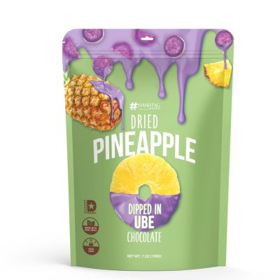 Life Plus Style Gourmet Hashtag Munch Dried Pineapple Dipped in Ube Chocolate 7oz Resealable Bag NON GMO Delicious Fresh Pineapple Sweet Chocolate Snacks for Party