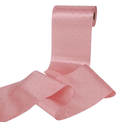 LEEQE Pink Satin Ribbon with Rhinestone 6" x 25 Yards Shiny Heat Transfer Decorative Ribbon for Gift Wrapping Party Decoration Bouquets Hair Bows