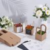 PH PandaHall 60 Sets Succulent Wrap Bags with Handles 2.7x2.7 inch 2 Colors Thank You Stickers Box Square Plants Holder Foldable Kraft Paper Pots Gift Box for Wedding Guest Gifts Party Favors, Brown view 3