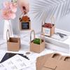 PH PandaHall 60 Sets Succulent Wrap Bags with Handles 2.7x2.7 inch 2 Colors Thank You Stickers Box Square Plants Holder Foldable Kraft Paper Pots Gift Box for Wedding Guest Gifts Party Favors, Brown view 4