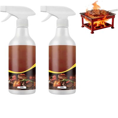 Rivoneed Grill Cleaner, Fast-Acting Heavy-Duty Grill Degreaser Spray, Heavy-Duty Grill & Grate Degreaser Spray, Pellet and Electric Smokers, Stoves and Indoor (2Pcs)