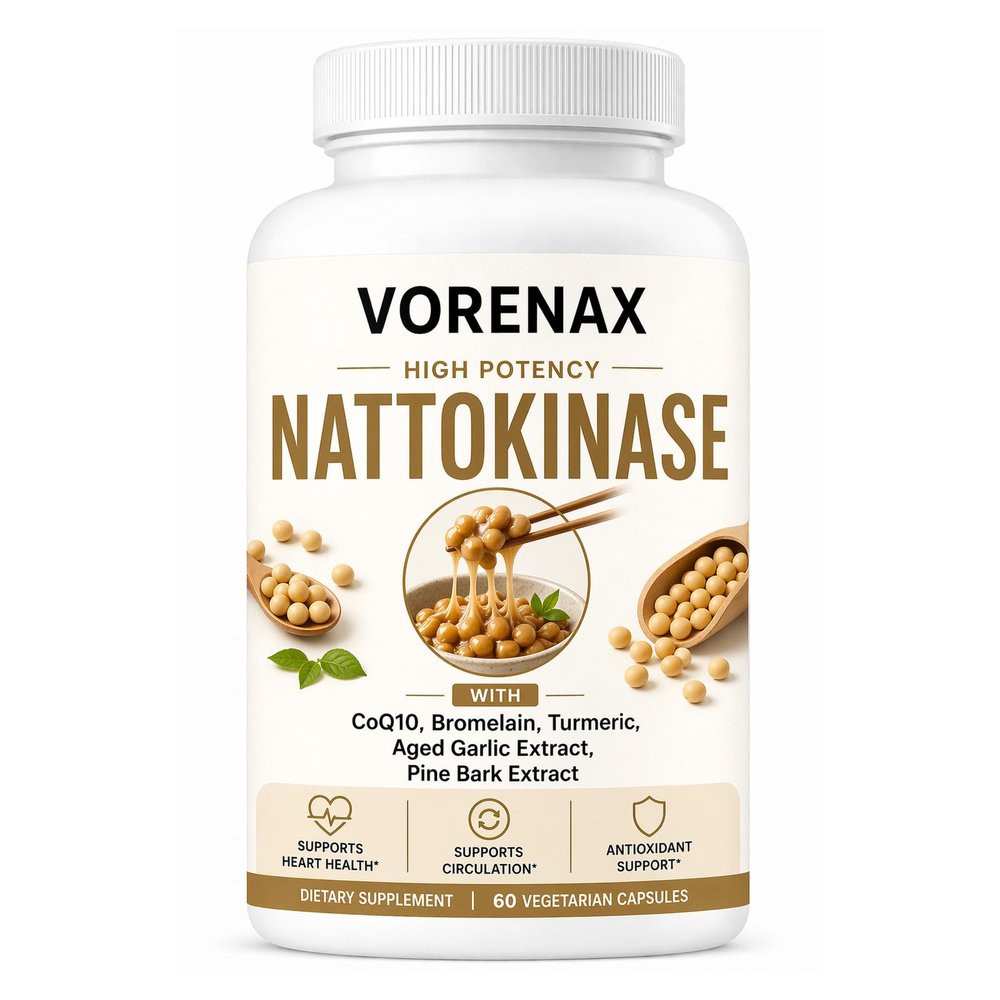 Saphily VORENAX Nattokinase with CoQ10 & Bromelain, Daily Circulation Support, 60 Veg Capsules