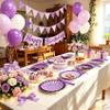 CENLBJ 128Pcs Purple Paper Plates and Napkins 32 Guests,Gradient Scalloped Disposable Tableware Party Supplies for Birthday Wedding Bridal Baby Shower Decorations view 2