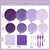 CENLBJ 128Pcs Purple Paper Plates and Napkins 32 Guests,Gradient Scalloped Disposable Tableware Party Supplies for Birthday Wedding Bridal Baby Shower Decorations view 3