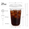 WANNADAY 100 Set 21 oz Round Bottom Clear Plastic Cups with Lids and Straws, Disposable Iced Coffee Cups with Lids To Go Cold Drink Cups for Smoothie, Juice, Milkshake view 2