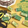 Tenare 90 Pcs 80th Birthday Candy Wrappers, Green and Gold Stickers view 2