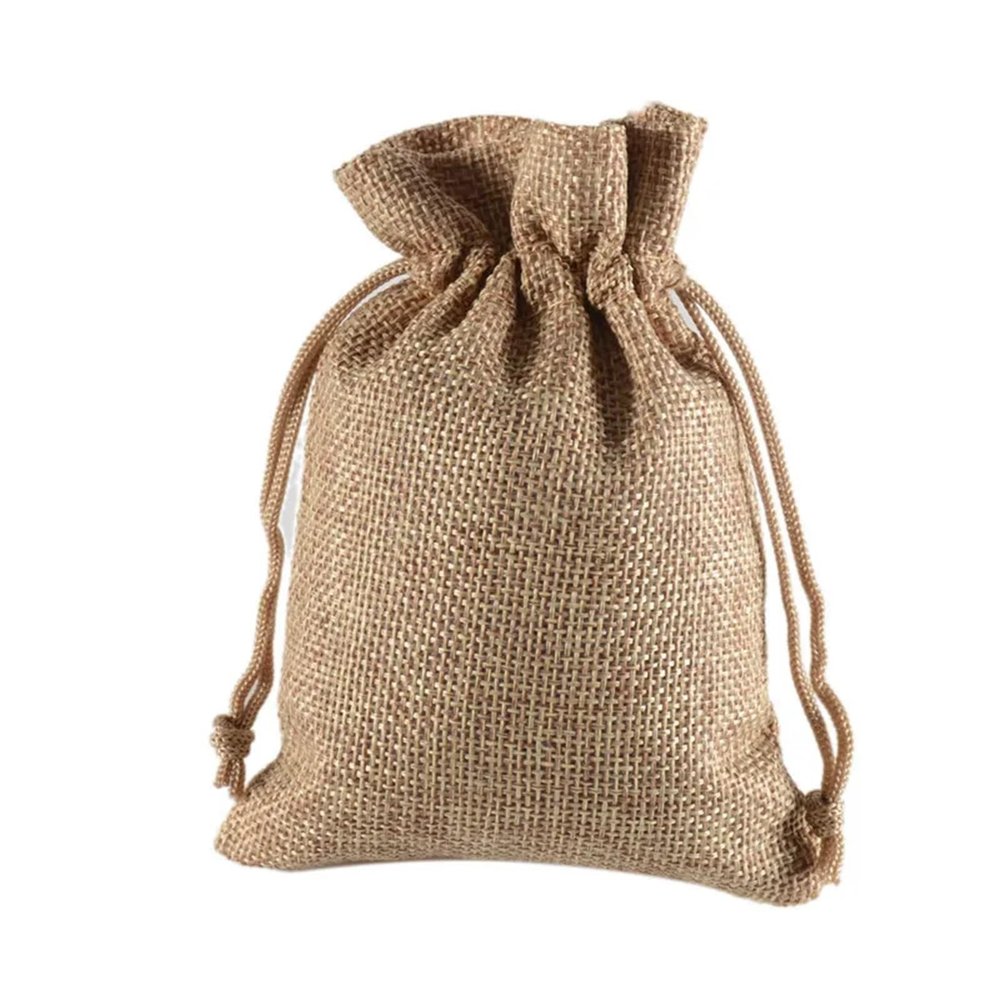 10pcs/lot Drawstring Linen Bags Pouches Big Size 15x20 17x23 20x30cm Home Storage Packaging Bag For Clothes(Deep beige,17x23cm (6.7x9.1in))