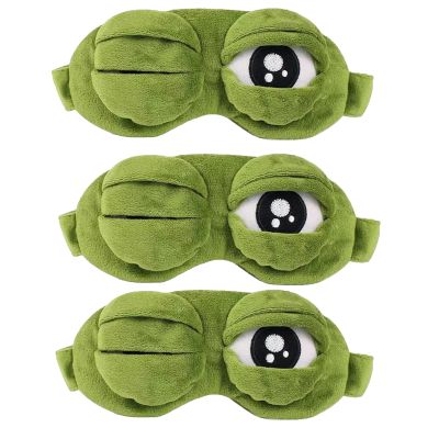 3D Frog Sleep Mask, Funny Eye Mask with Adjustable Eyelids, 100% Blackout Soft Cotton Eye Cover for Women Kids, Travel & Office Naps