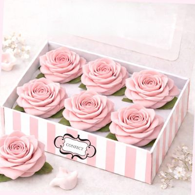 Confect Edible Flower | Edible Blush Pink Flower for cake decorations | Rose Cupcake Toppers | Cupcakes & Doughnut Toppers | Blush Pink Sugar Roses- Pack of 6