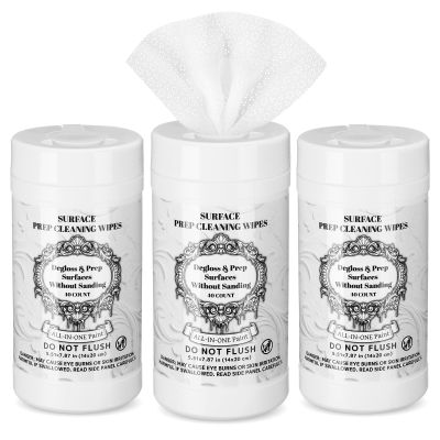 ElaraBerry 3 Packs 120 Count Deglosser Surface Prep Wipes Heavy Duty Degreaser Wipe Without Sanding Multi Surface Prep Cleaner for Wood Furniture, Kitchen Cabinet, Paint, Metal