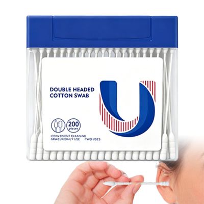 200-Piece Double-Tip Ear Swabs, Travel-Friendly Hygiene Sticks, Soft Cotton Applicators for Itchy Ear Relief, Grooming and Beauty Tools for Men and Women, Bulk Home Spa Supplies